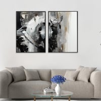 ليلة الحرب-لوحة خيل أسود فن تجريدي.