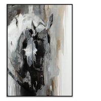 ليلة الحرب-لوحة خيل أسود فن تجريدي.