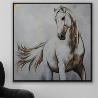 لوحة خيل عربي ابيض.