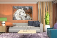 لوحة خيل ابيض أجمل لوحات الخيول العربية.