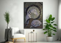 لوحة خيل فخمة فن تجريدي .