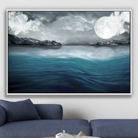 لوحة بحر وقمر-لوحة طبيعة.