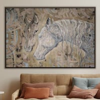 لوحة خيول فخمة بدرجات البيج .