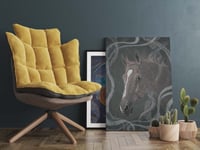 لوحة خيل بني بالفن التجريدي.