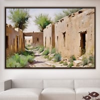 لوحة بيوت طين-لوحات تراثية سعودية .