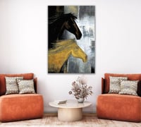 لوحة خيول فن تجريدي .