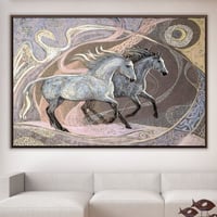 لوحة عنان لوحة خيول فخمة.