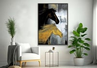 لوحة خيول فن تجريدي .