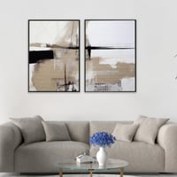 لوحة خدوش لوحة تجريدية اسود وبيج