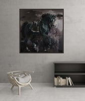 لوحة شموخ لوحة خيل أسود.