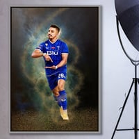 لوحة سالم الدوسري يخلط-لوحات لعيبة كرة قدم.