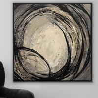 لوحة تجريدية باللون الاسود والبيج.