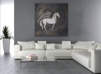 لوحة أريج لوحة خيل تجريدي فخمة.