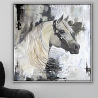 لوحة خيل عربي أبيض.