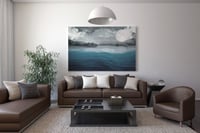 لوحة بحر وقمر-لوحة طبيعة.