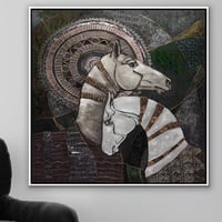 لوحة احتضان لوحة خيول مميزة بالفن التجريدي.