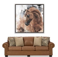 لوحة خيل عربي بني فخمة.