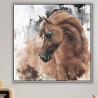 لوحة خيل عربي بني فخمة.