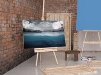 لوحة بحر وقمر-لوحة طبيعة.