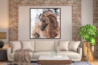 لوحة خيل عربي بني فخمة.