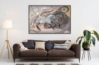 لوحة عنان لوحة خيول فخمة.