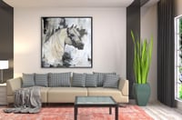 لوحة خيل عربي أبيض.