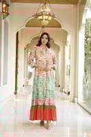 جلابية مناسبات بخامة قطن حرير مشجر ميتال برينت بتص...