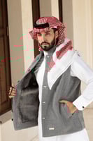 سديري جوخ ساده -اللون رمادي مبطن فرو رمادي