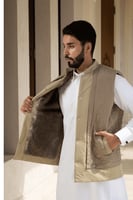 سديري ترنش كوت + ووتر بروف ايطالي مبطن فرو طبيعي -...