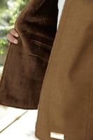 سديري رسمية كشمير فاخر لون جملي مبطن فرو بني دافئ