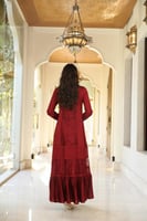 جلابيه مناسبات راقيه بلون عنابي اصيل بمكس خامات فا...