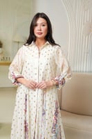 جلابيه لاطلاله انيقه بخامة مخمل حرير بطبعات زهور و...