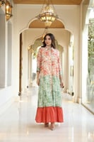 جلابية مناسبات بخامة قطن حرير مشجر ميتال برينت بتص...