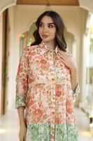 جلابية مناسبات بخامة قطن حرير مشجر ميتال برينت بتص...