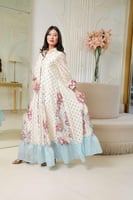 جلابيه لاطلاله انيقه بخامة مخمل حرير بطبعات زهور و...