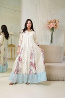 جلابيه لاطلاله انيقه بخامة مخمل حرير بطبعات زهور و...