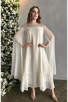 جلابية مناسبات بتصميم اكمام كيب لاطلاله راقيه بالل...