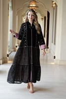 جلابية مناسبات باللون الأسود الملكي بمكس خامات فاخ...