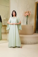 فستان لاطلاله عصريه بخامة لينن بيور ايطالي مشغول ش...