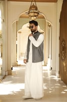 سديري بخامة كشمير دافئ وناعم دبل فيس - كحلي/ رمادي...