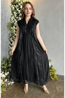 تصميم راقي للمناسبات بخامة شيفون اسود مشجر فاخر بت...