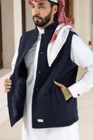 سديري جوخ ساده اللون كحلي - مبطن فرو كحلي