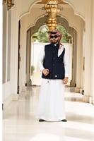 سديري جوخ ساده اللون كحلي - مبطن فرو كحلي