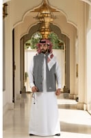 سديري جوخ ساده -اللون رمادي مبطن فرو رمادي