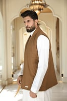 سديري رسمية كشمير فاخر لون جملي مبطن فرو بني دافئ