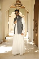 سديري بخامة كشمير دافئ وناعم دبل فيس - كحلي/ رمادي...