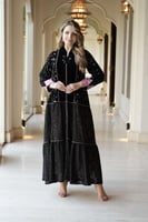 جلابية مناسبات باللون الأسود الملكي بمكس خامات فاخ...