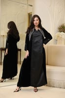 فستان لاطلاله عصريه بمكس خامات فاخره مخمل حرير ستا...