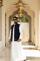 سديري جوخ ساده اللون كحلي - مبطن فرو كحلي