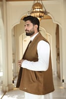 سديري رسمية كشمير فاخر لون جملي مبطن فرو بني دافئ